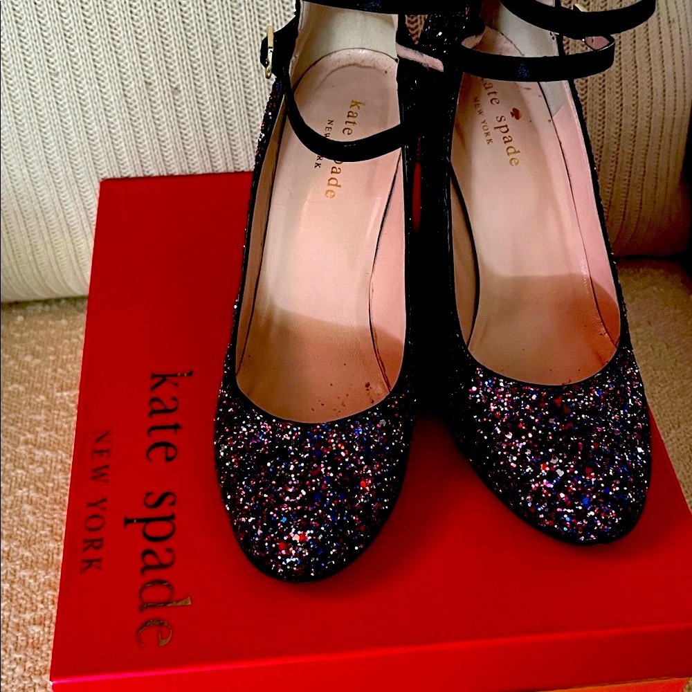 Kate Spade Black and Multicolor Glitter Heels